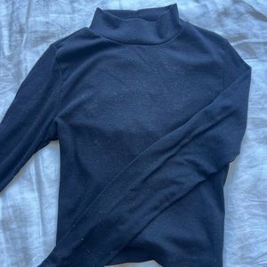 Black ribbed mock neck long sleeve top
